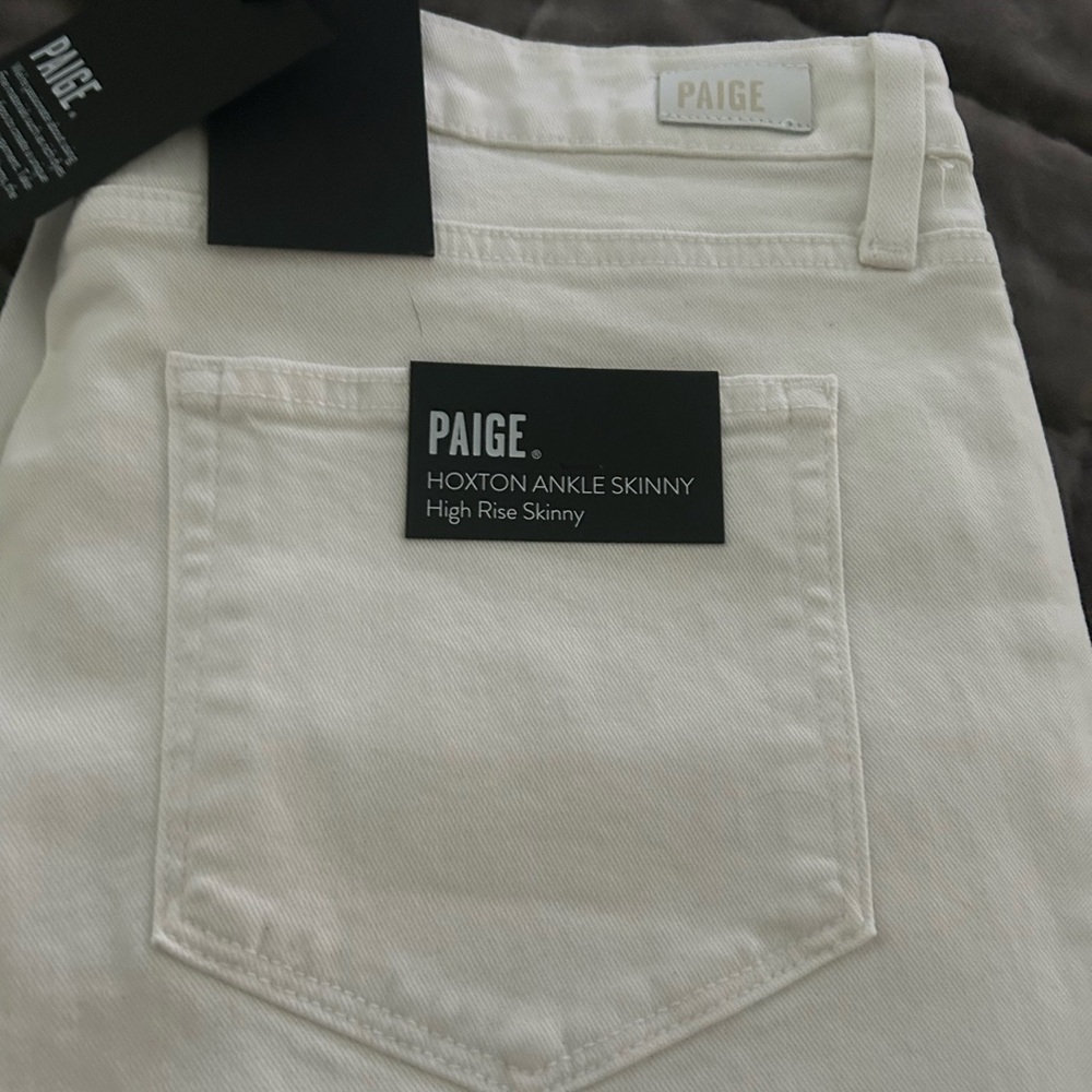 PAIGE Cream Hoxton Ankle Skinny Jeans
